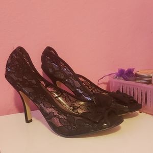 Black lace heels